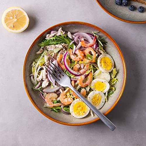 LERATIO 9.0" Ceramic Pasta Bowls Set of 6,38oz Large Stoneware Bowls Set | Reactive Glaze Serving Bowls Set,Wide Bowl for Pasta,Salad,Fruit & Noodles,Housewarming & Wedding Gift-Khaki - color: Khaki, size: Set of 6