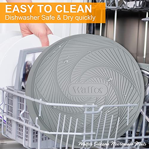Silicone Microwave Mats, Walfos Heat Resistant Multi-Purpose Microwave Trivet Mat, Non-Slip, BPA Free and Dishwasher Safe, Perfect for Microwave, Oven and Hot Pan, 2 Pieces - style: 12in, 2 Grey Microwave Mat