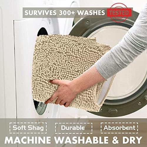 LuxUrux Bathroom Rugs Sets 2 Piece: Quick Dry, Soft Plush Anti-Slip, Super Absorbent. Includes Rectangular (31x20 inches) & U-Shaped Toilet Mat (20x20 inches) | Birch - color: Birch, size: 2 Piece Set