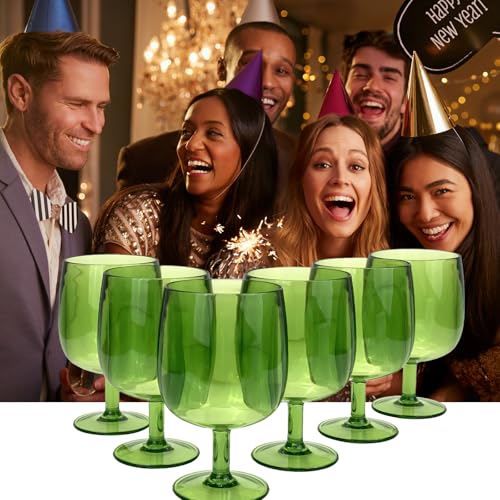 Yalin Set of 6 Unbreakable 12 oz Acrylic Plastic Wine and Water Tumbler Stackable Goblets. (Green, 12 oz) - color: Green, size: 12 oz