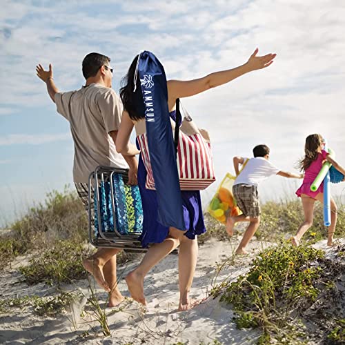 AMMSUN Shade Umbrella, Premium Portable Umbrella with Stand, 6.5ft Lightweight Free Standing Canopy for Sporting Games, Adjustable Instant Sun Protection and Easy to Carry, Navy Blue - color: Navy Blue