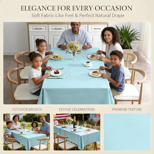PVC Tablecloth Waterproof Rectangle Table Cloth, Oil Proof & 185°F Heat Resistant Wipeable Cover, Heavy Duty Non for Kitchen Dining Camping Festivities (70"x55") (Blue Water) - color: Blue Water