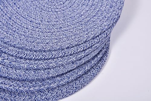 4 Pack Oval Woven Placemats, 12x16 inches Rattan Place Mats Cotton Pot Holders Wicker Tablemats Boho Braided Heat Resistant Mats, Plate Chargers for Table (Mix Blue, Oval Set of 4) - color: Mix Blue, size: Oval Set of 4