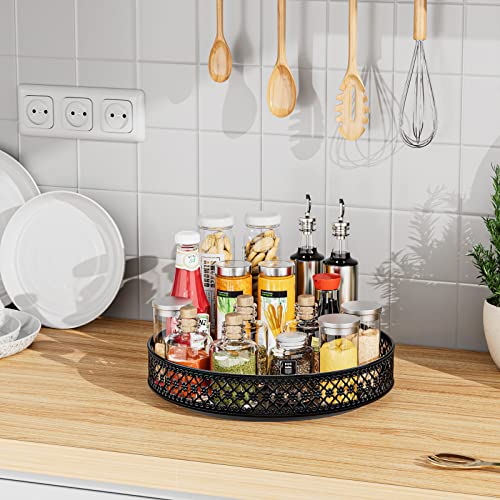 Ovicar Lazy Susan Organizer Turntable - 11 inch Rotating Spice Rack Metal Lazy Susan for Cabinet Pantry Kitchen Countertop Dining Table Cupboard Bathroom Refrigerator Vanity Black - color: 11 Inch Black