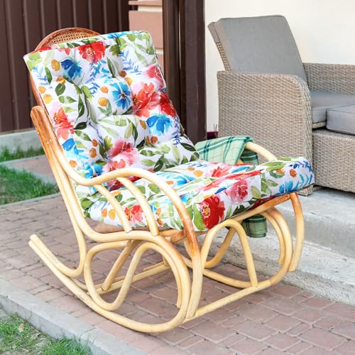 Hoteam 4 Set Outdoor Patio Chair Cushions 20 x 42 in Deep Seat Waterproof Patio Cushions Set for Furniture Replacement Removable Seat and Back (Flower) - style: Flower