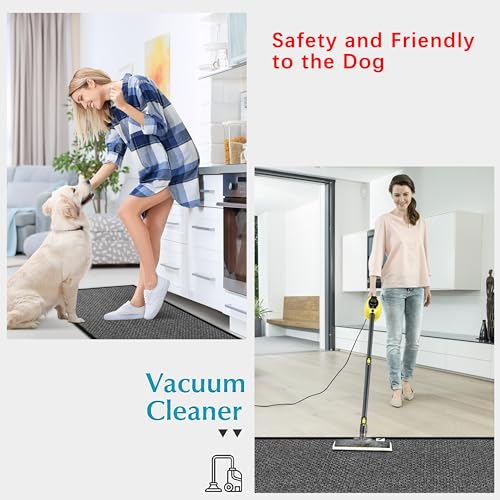 12ft Natural Jute Kitchen Rug Non Slip Washable, Rubber Backed Hallway Carpet Runner, Absorbent Laundry Room Runner Mat - color: Black, size: 2'4" x 12' (Rectangular)