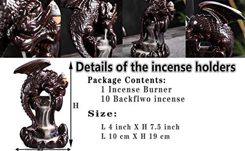 Dragon Backflow Incense Burner, Waterfall Incense Holder Ornamen Statue Fountain Home Decor