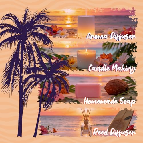 ARVIDSSON Hawaii Fragrance Oil Set, Summer Essential Oils for Diffuser, Tropical Scent Oils - Sunset Breeze, Coconut Coast, Gild Pineapple, Tropical Citrus, Iced Watermelon, Tanderine Mojito - color: Pink