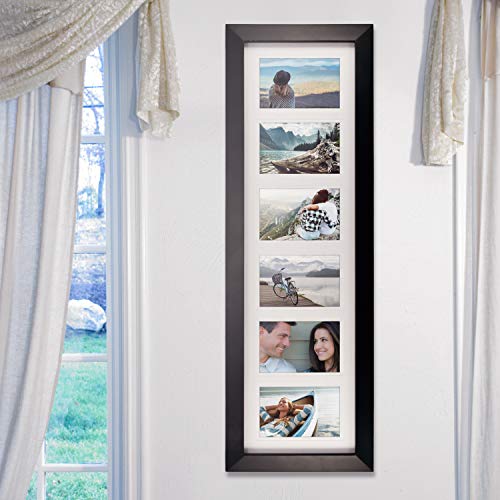 Malden International Designs Black 6 Opening 4x6 Matted Collage Photo Wall Frame