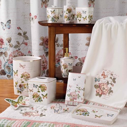 Avanti Linens - Tissue Box Cover, Floral Home Decor, Butterfly Garden - size: Tissue Box Cover