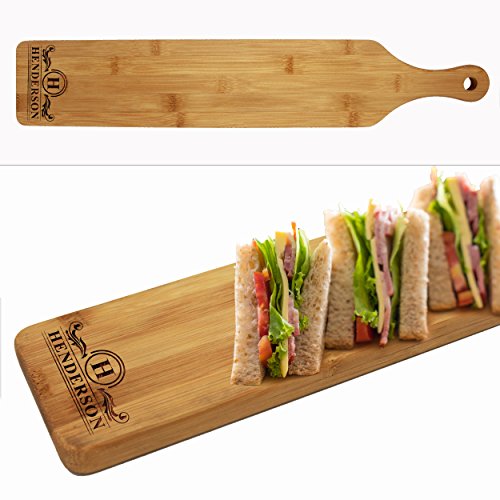 The Wedding Party Store Custom Engraved Cheese and Crackers Serving Board - Personalized Bamboo Wood Appetizer, Meat, Bread Platter