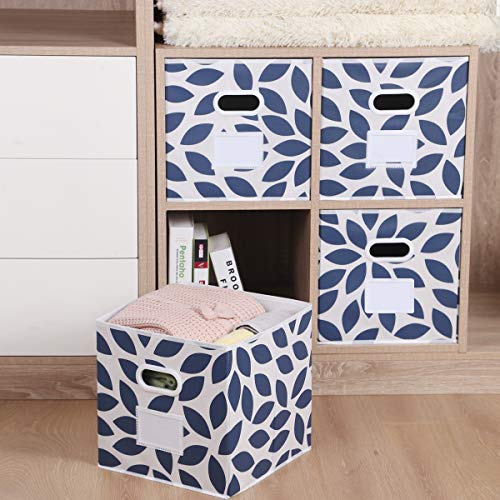 MAX Houser Set of 6 Foldable Fabric Storage Bins with Dual Plastic Handles, Closet Bedroom Drawer Organizer, Blue - color: 26 azure
