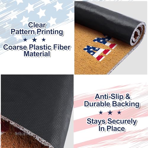 Timgle 2 Pcs Eagle Patriotic Doormat Set America Flag Veterans Day Outdoor Rug and Navy White Striped Area Rug Non-Slip Welcome Front Mat for Memorial Day Home Decor - style: Bald Eagle