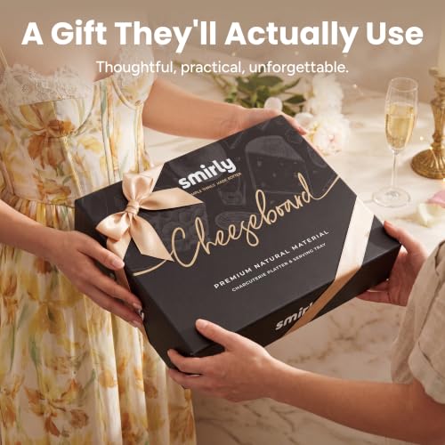 SMIRLY Charcuterie Board Set with Serving Accessories, Bamboo | Housewarming, Wedding, Bridal Shower and Birthday Gift for Women, Ideal for Movie Nights, Entertaining and Family Gatherings