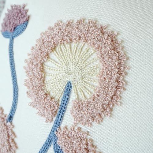 vctops Floral Embroidered Pillow Covers 18x18 Inch Spring Summer Cotton Tufted Throw Pillow Cover Outdoor Garden Cushion Case for Sofa, Bed, Living Room (Flower C,18"x18") - color: Flower C