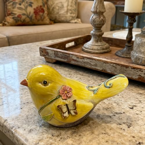 Home Shelf Decor, Yellow Bird Statue - color: Yellow