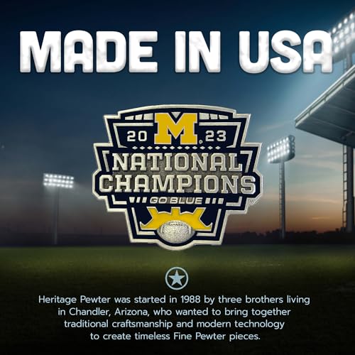 Heritage Pewter Michigan Wolverines 2023 CFP National Champions Stemless Glass Goblets – Set of 2 | 15 OZ Goblet Wine Glasses | Expertly Crafted Pewter Glass