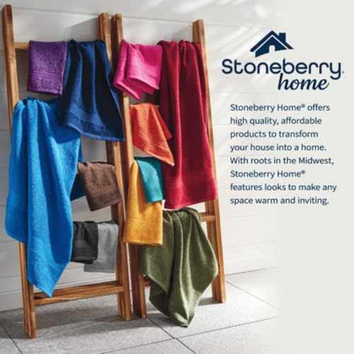 24-Piece Set of Towels, Lightweight 380 GSM Cotton Towels, Quick Drying, Absorbent Hand Towels, Fingertip Towels, Bath Towels, & Washcloths, Teal Blue - color: Teal Blue