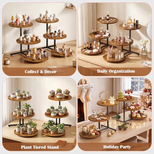Emfogo Wooden Cupcake Stand, 3 Tier Dessert Table Display Set, Wood Dessert Tower for Party Afternoon Tea Baby Shower Wedding Birthday, Large Tiered Serving Stand for Cake Cookie Food (2 Pack) - color: 2pack 11.6" diameter