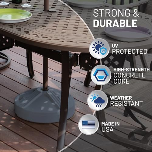 US Weight Durable 50 Pound Fillable Umbrella Base Designed to be Used with a Patio Table - color: Gray