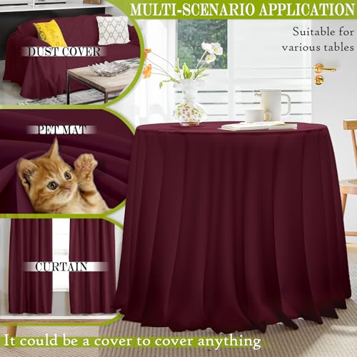 BYDOLL Table Cloth 70 Inch Round Tablecloth Fits Max60 Inch Diameter Table Top,Burgundy Polyester Washable Wrinkle-Free Spillproof Tablecloth for Party Patio Cover - color: Burgundy, size: 70" x 70" (Round-Fits Tables 46''-58'')