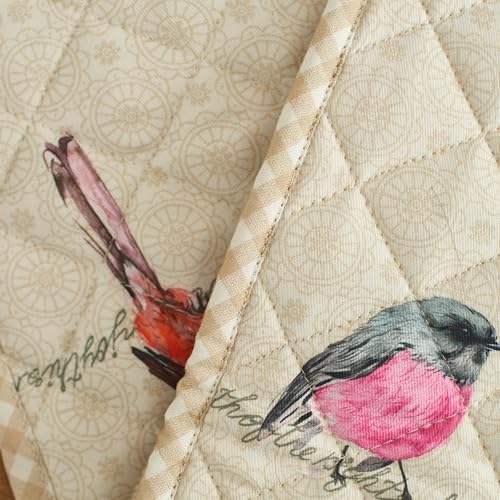 Maison d' Hermine Double Oven Mitts 100% Cotton Double Oven Glove (7"x35") | Heat Resistant BBQ Cooking Gloves with Loop Baking Grilling Kitchen Hotel Home Farmhouse Spring Summer - Birdies on Wire - color: 003 - Birdies on Wire, size: 7" x 35" (Double Ov