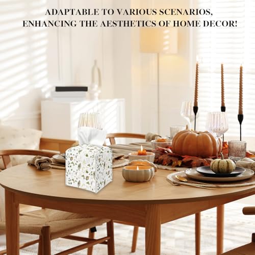 Leaves Tissue Box Cover, Green Tissue Holder Square - color: Leaves-3