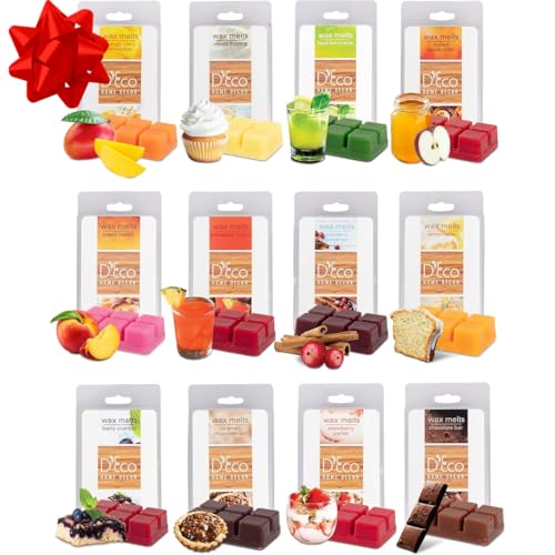 D'Eco Sweet Treats Scented Wax Melts, Variety Pack Home Fragrance, 12 Pack | Long Lasting Scented Tarts for Wax Warmers, Premium Assortments Fill Home with Delicious Fragrance, Vanilla, Chocolate, Berry