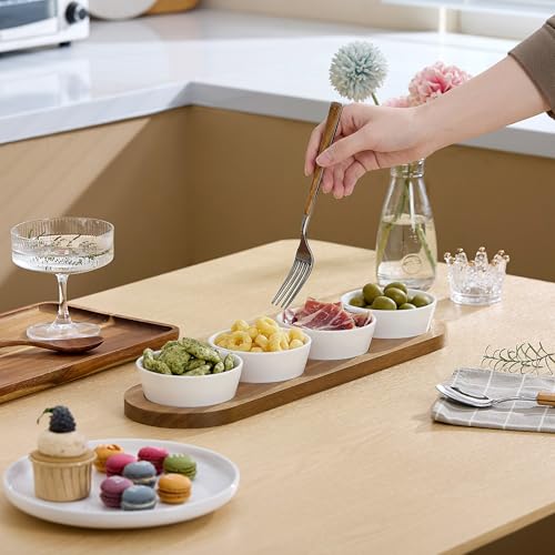 6oz White Ceramic Chips and Dip Serving Platter For Olive Cracker Tray,Small 4Inch Bowls Cranberry Sauce Relish Dish for Appetizer,Side Dishes,Cheese ball,Dipping,Dessert,Salsa,Tapas - color: White