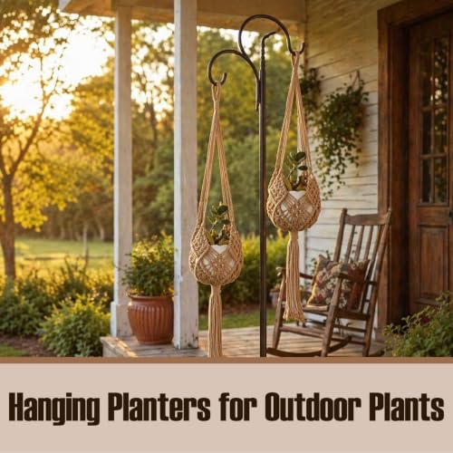 2-Pack Macrame Plant Hangers, Jute Hanging Planters for Indoor Plants for up to 8 Inch Pot Hanging Baskets Boho Plant Holder Basket for Outdoor Home, Handwoven, 35 Inchs