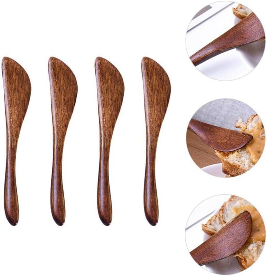 GANPUB 2 Pcs Mini Butter Spatula,Wooden Butter Knives Cheese Spreader Jam Knives Cake Knives for Kitchen Tool Flatware