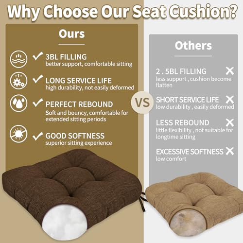 BUYUE Chair Cushion Set for Rocking Chair, Back Pillow & Seat Cushion with Ties, Original Woven Fabric Non-Slip Chair Pads for Elderly Sitting, Chocolate - color: Chocolate