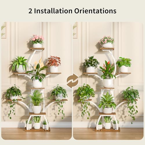 CODACE Plant Stand with Grow Lights - 50" Indoor Plant Shelf | 6 Tiered Plant Shelf Indoor, Lighted Tree-Shaped Plant Holder, Tall Flower Display Rack for Living Room, Patio(White) - color: White
