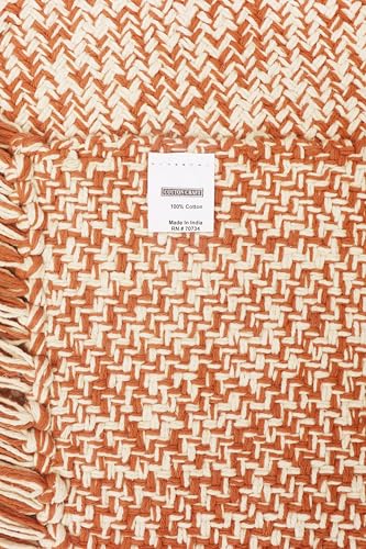 COTTON CRAFT Woven Area Rug - 2 Pack Entryway Rug with Fringe - 22x34 Inch | Terracotta Natural Reversible Boho Farmhouse Rustic Cotton Throw Rug Carpet - Washable Mat for Bedroom Living Room Bathroom - color: Terracotta - 2 Pack, size: 1'10" x 2'10" (Rec