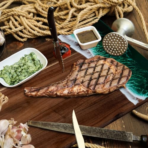 Charcuterie Acacia Wood Resin Spliced Board Resin Wave Pattern Cutting Board Cheese Meat Vegetable Steak Cutting Boards Serving Board (green) - color: Green