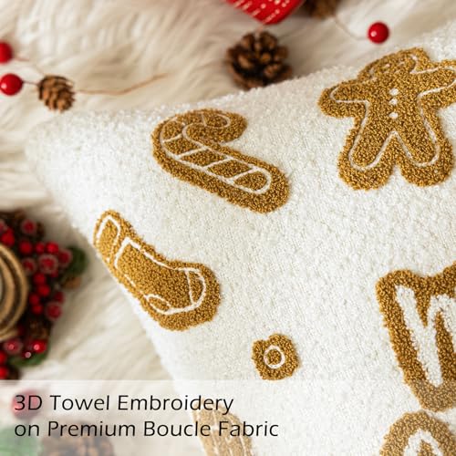 1 Pack Christmas Throw Pillow Covers 18"x18" White Boucle Pillow Cases with 3D Embroidery Fluffy Decorative Holiday Winter Thanksgiving Decorations for Couch Sofa Living Room Bed - color: Merry Xmas