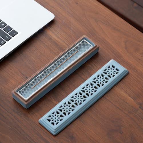 CEREMONY Incense Holder for Sticks, Ceramic Insence-Stick Holder Ash Catcher, Incense Holder Timkburner for Meditation Yoga Spa Room Incense Holder (Mesh-Blue) - color: Mesh-blue