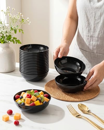 bUCLA 50Pack Black Plastic Bowls - 10oz Disposable Black Plastic Salsa/Serving Bowls - Ideal for Party & Graduation - color: Black, size: 10oz