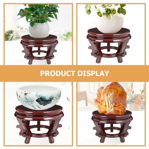 Vaguelly Wooden Plant Stand 6.3 Inch Indoor Flower Pot Holder Oriental Display Base for Succulents Vase Fishbowl Riser