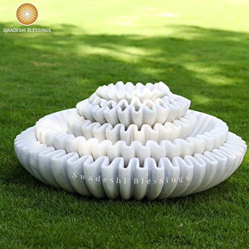 SWADESHI BLESSINGS Handcrafted Marble Ruffle Bowl for Home Decor, 6" | 100% Real White Marble, Catch-all Scalloped Fluted Decorative Bowl for Ring Dish, Fruit Bowl, Coffee&Dining Table, Gift-Ready - size: 6 Inches