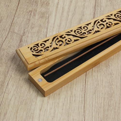 2 Pack Wooden Incense Stick Holder Ash Catcher (Grass) | Coffin Style Wood Incense Stick Burner Storage