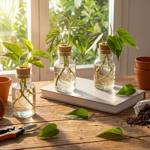 12 Pack Glass Plant Propagation Stations, Hydroponic Vases Tabletop Plant Terrarium Jar for Indoor Flower Arrangements Glass Planter Kitchen Office Decoration Gifts(Cylindrical)