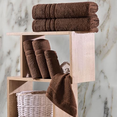 Hawmam Linen Personalized Towels - Customized Turkish Cotton Towel Set, Monogrammed Towels with Initial, Name & Embroidery, Idea for Weddings, Bridal Showers, Anniversaries, for Couples - Brown - color: Brown