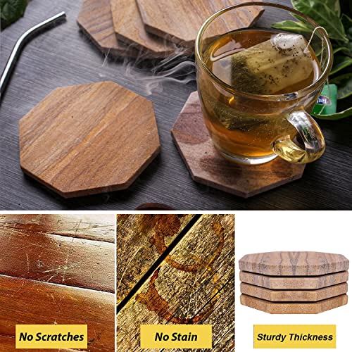 Sandstone Water Absorbent Hand Crafted Octagon Coasters for Drinks- Set of 4-4 inches Wide Thirsty Stone bar/Drink Coasters Made from Real Solid Stone (Without Holder, Set of 4) - style: Design 3