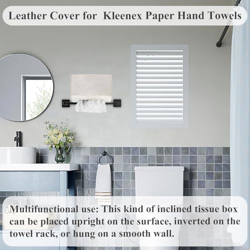 Hand Towels Box Cover,PU Leather Tissue Box Cover Holder Compatible with Kleenex Disposable Paper Hand Towels Suitable for Dining,Kitchen,Bathroom(1-White) - color: 1-white