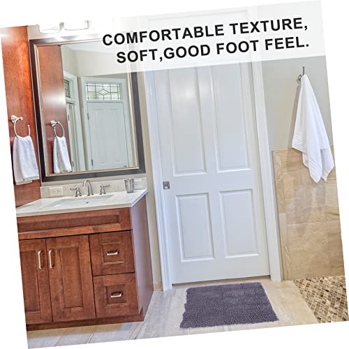 Garneck Chenille Extra Thick Non Slip Bath Rug Mat for Entryway Structure Machine Washable and Highly Absorbent Deep Grey - color: Dark Grey