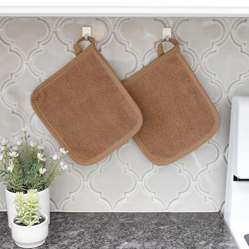 RITZ Terry Potholder & Hot Pad: Unparalleled Heat Resistant, Durable 100% Cotton – Ergonomically Designed for Optimal Grip – Easy-Care Machine Washable – 2-Pack, Copper - color: Copper, size: 2-Pack