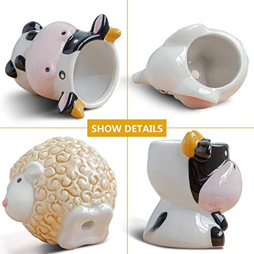Cute Succulent Planter, Succulent Pots with Drainage Hole Flower Plant Pot | Cartoon Ceramic Tiny Pot for Indoor Mini Flower Planters Cactus Container Set of 6 - color: Elephant/Panda/Fox/Cow/Sheep/Zebra
