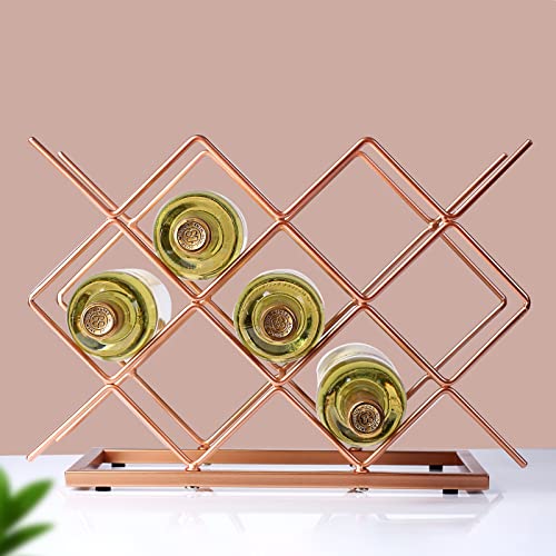 Countertop Wine Rack - 10 Bottle Freestanding Modern Rose Gold Metal Small Wine Rack - Tabletop Wine Holder Stand for Cabinet, Pantry, Wine Bottle Storage… - color: D-rose Gold 10btl