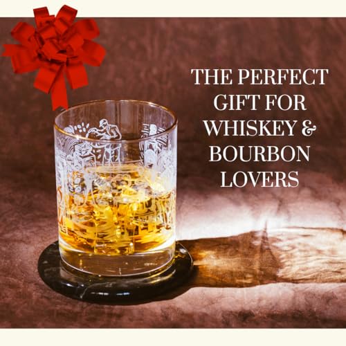 AWAZ Whiskey Glasses – Set of 2, Engraved with Whiskey-Making Process, 24k Gold Rim – 11oz Scotch, Bourbon Glass
